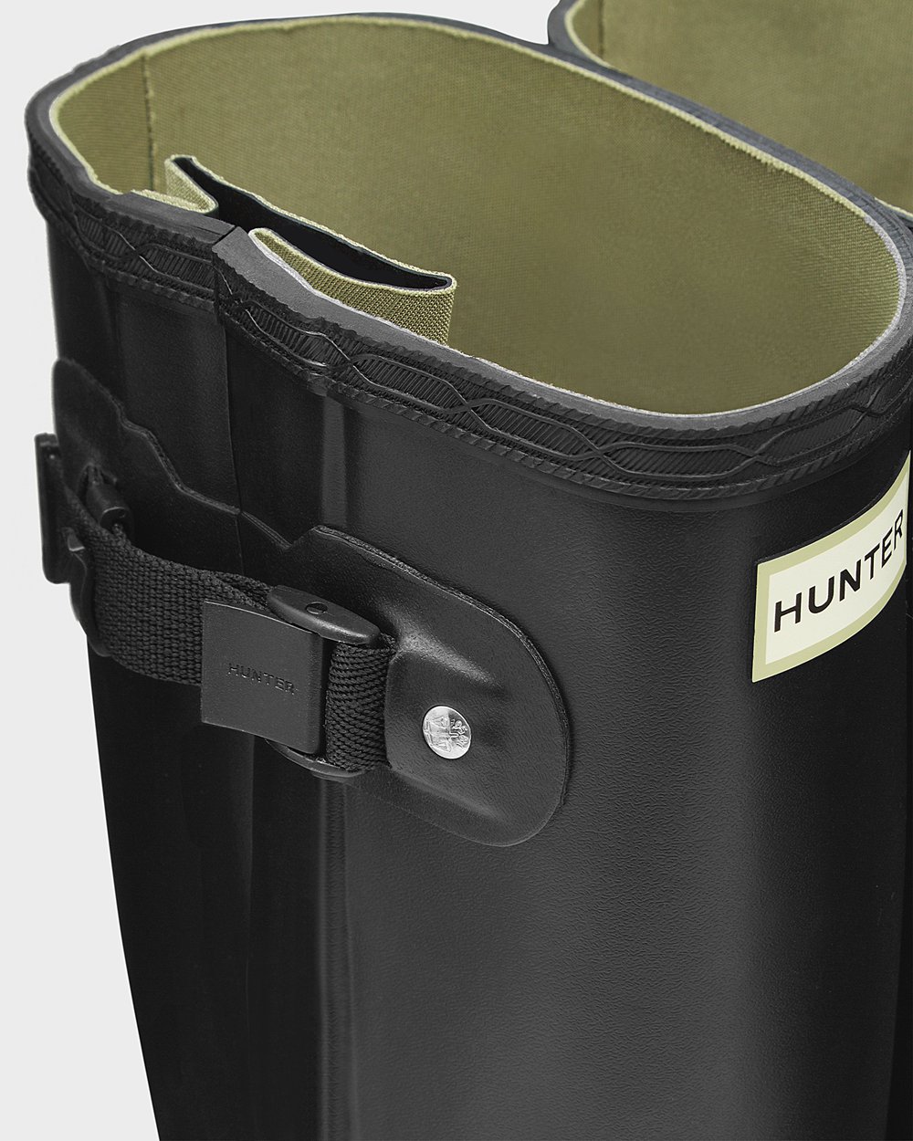 Mens Tall Rain Boots - Hunter Norris Field Side Adjustable (23IPJZSGT) - Black